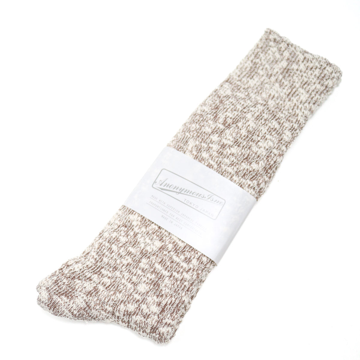 Light Weight Slub Crew Sock Beige