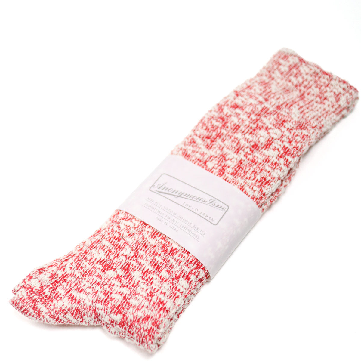 Light Weight Slub Crew Sock Red