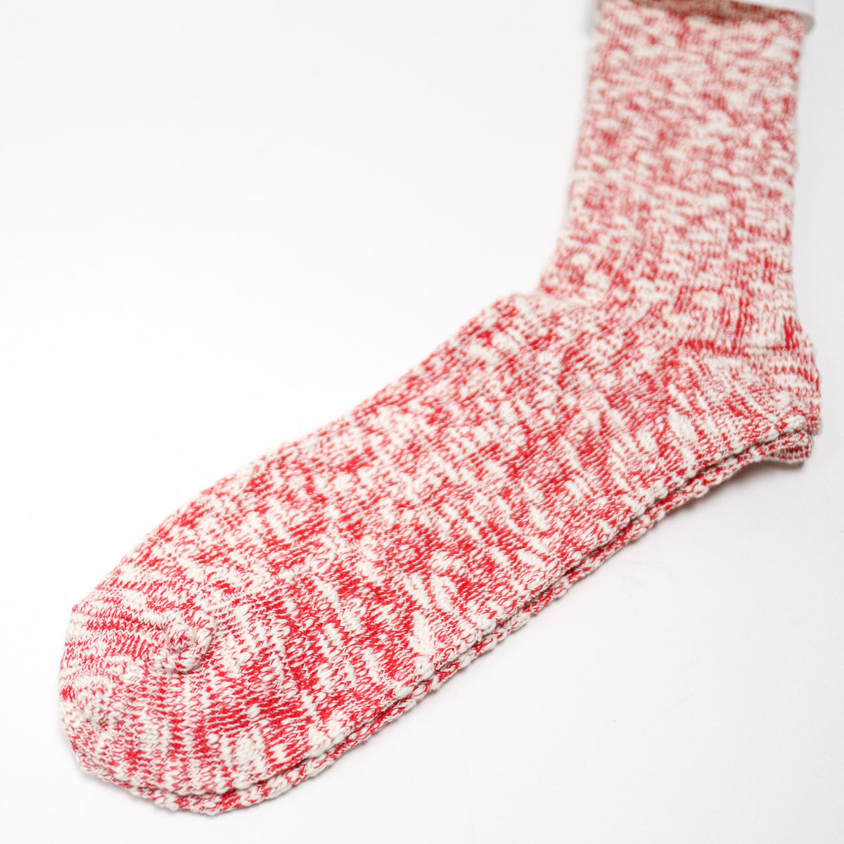 Light Weight Slub Crew Sock Red