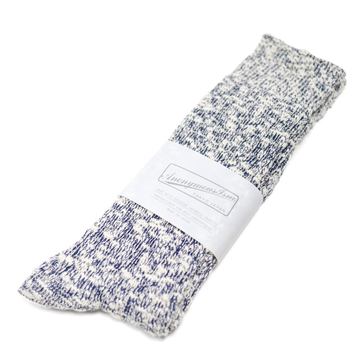 Light Weight Slub Crew Sock Navy