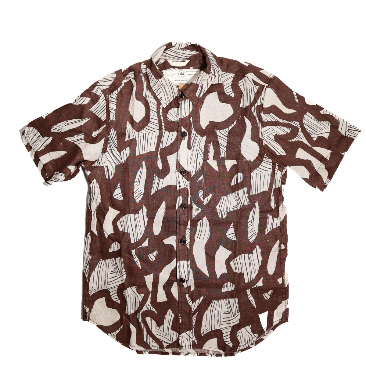 Oxford Shirt Brown Shapes Linen — Brooklyn Clothing