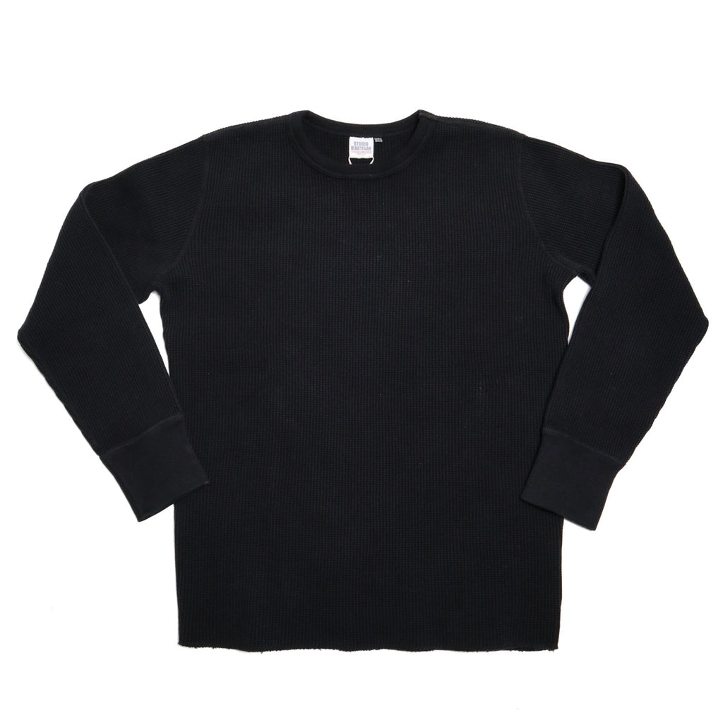 トップス carorie HEAVY WEIGHT THERMAL KNIT BLACK Men's Classic Waffle-Knit Heavy Thermal Top L, Black