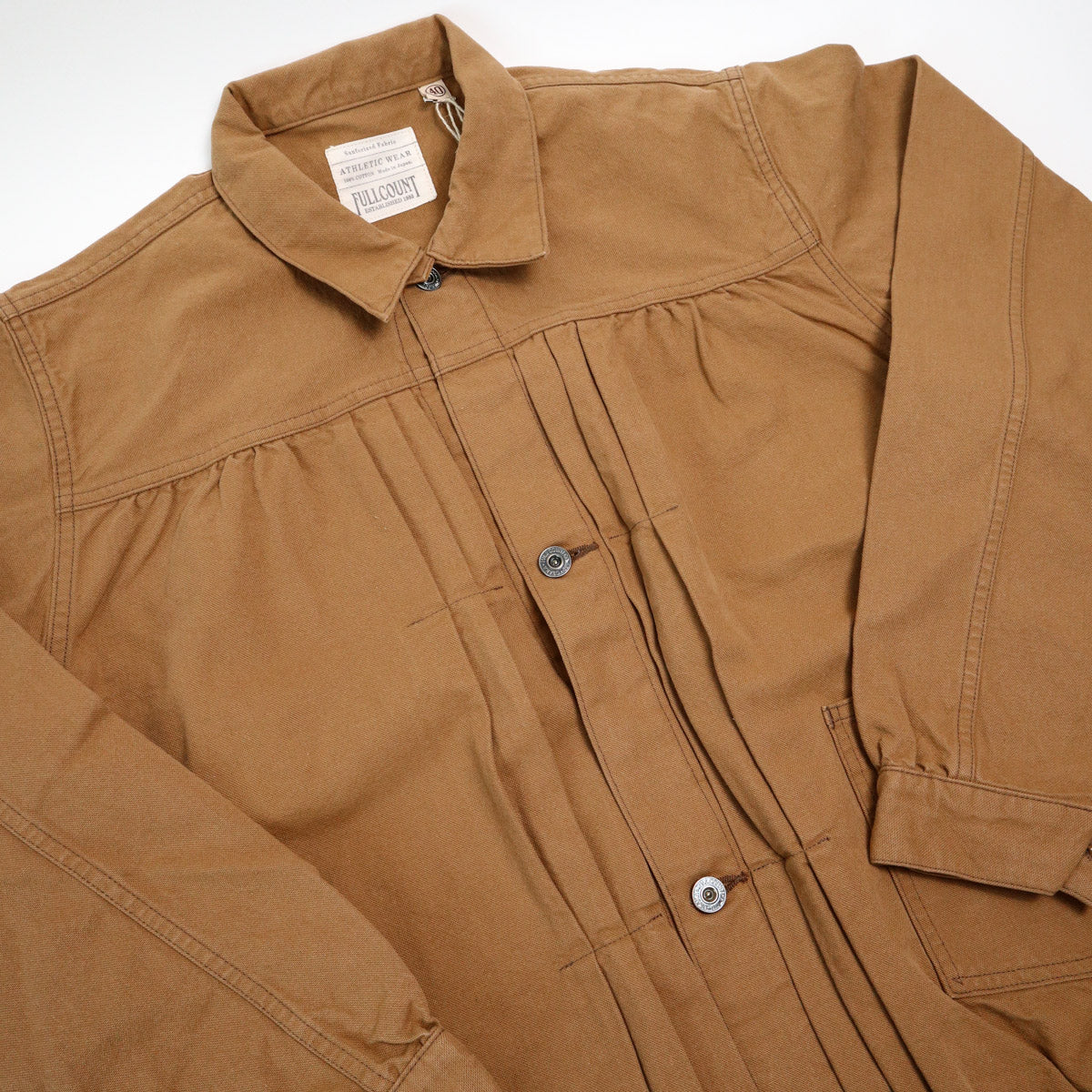 2028-2 Selvedge Canvas Triple Pleated Blouson Brown