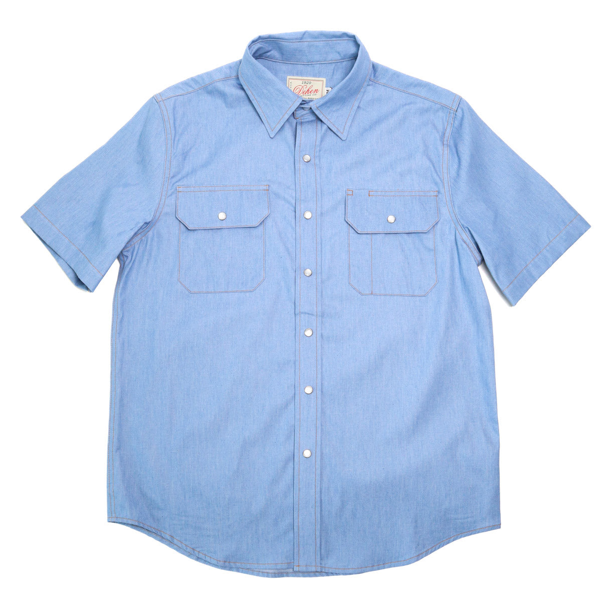 Drover Short Sleeve Shirt Light Indigo Chambray