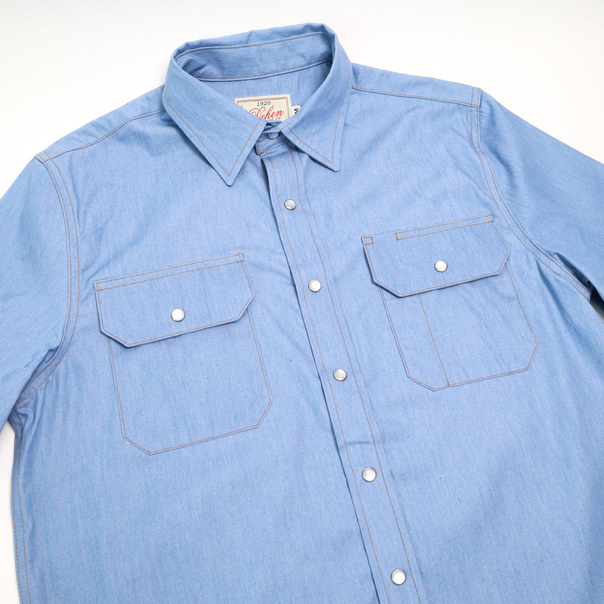 Drover Short Sleeve Shirt Light Indigo Chambray