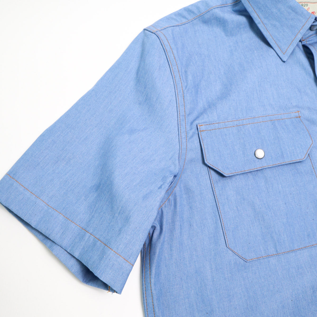 Drover Short Sleeve Shirt Light Indigo Chambray