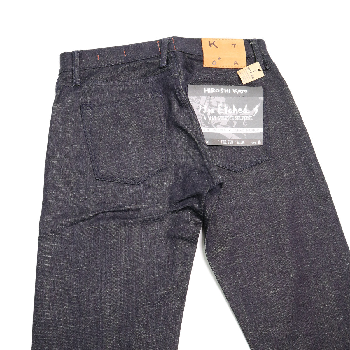 The Pen Etched 13oz Green Tea Raw Selvedge Denim