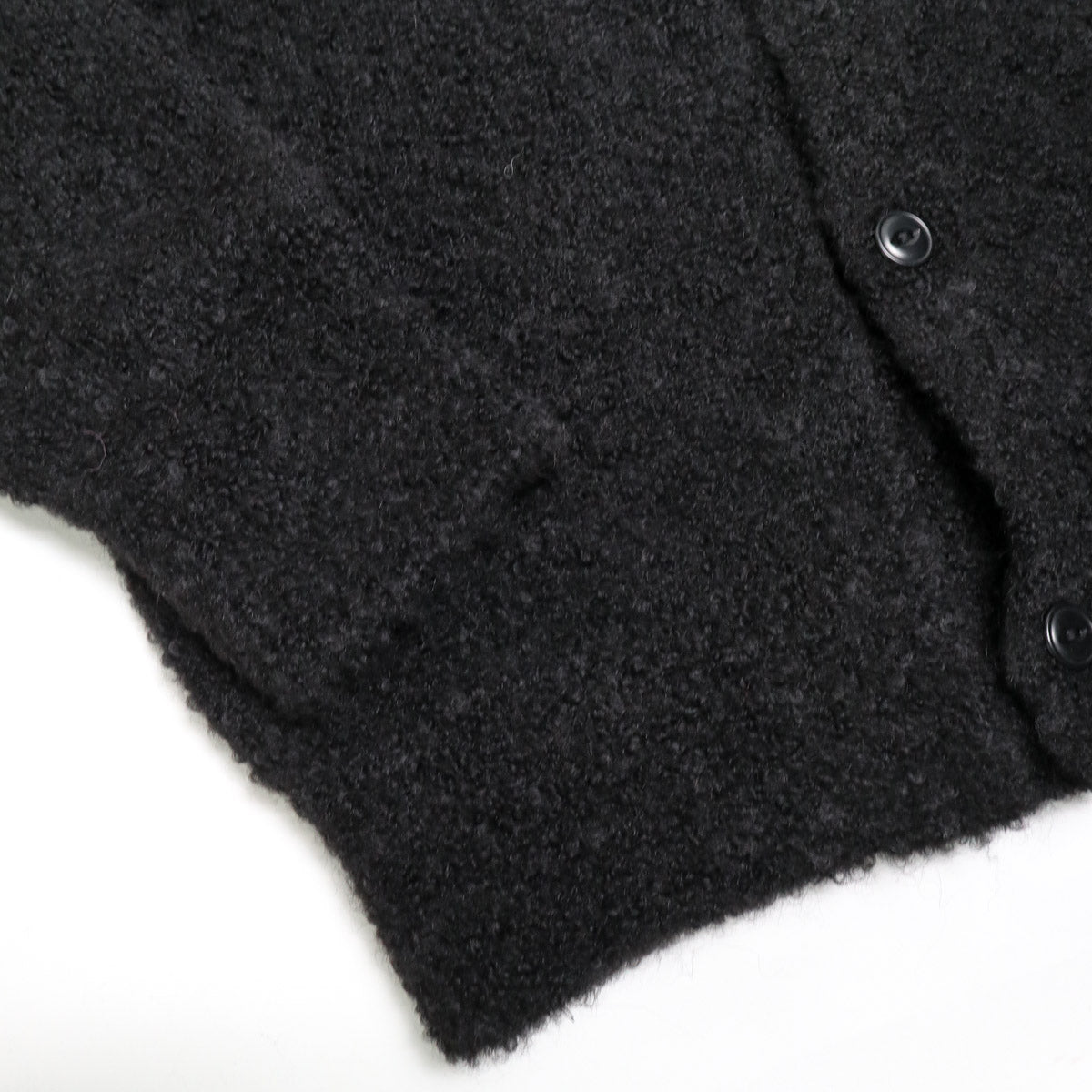 V-Neck Cardigan Black Boucle Alpaca