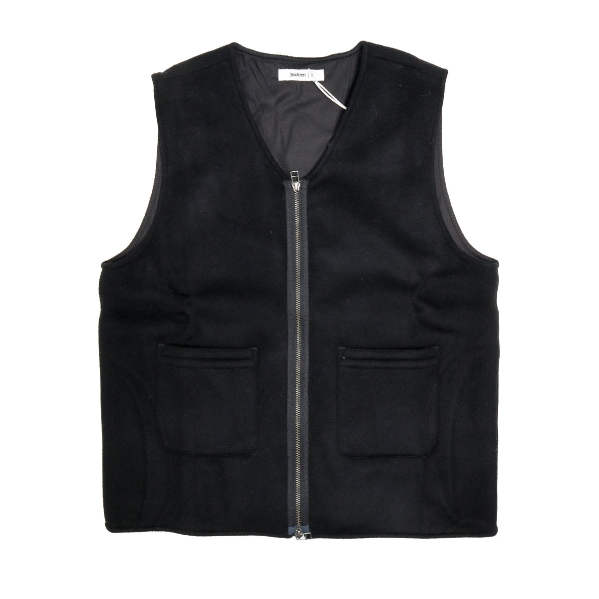 Zip Vest Black Cashmere Wool