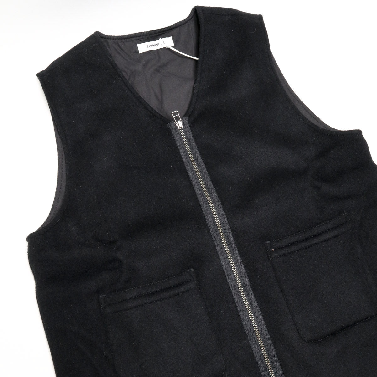 Zip Vest Black Cashmere Wool