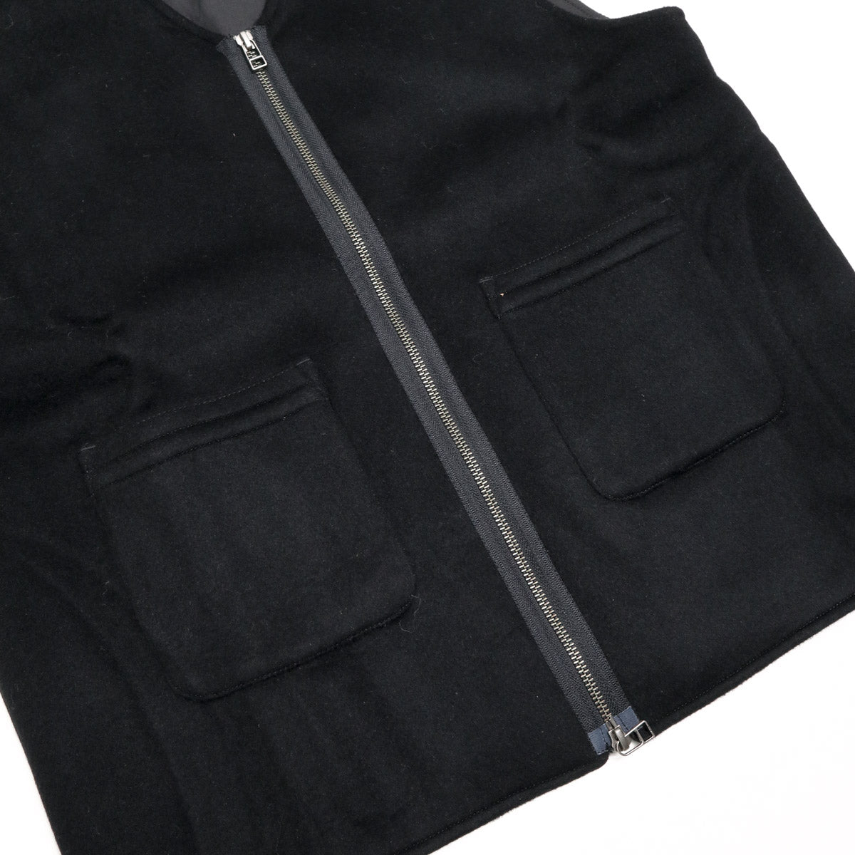 Zip Vest Black Cashmere Wool