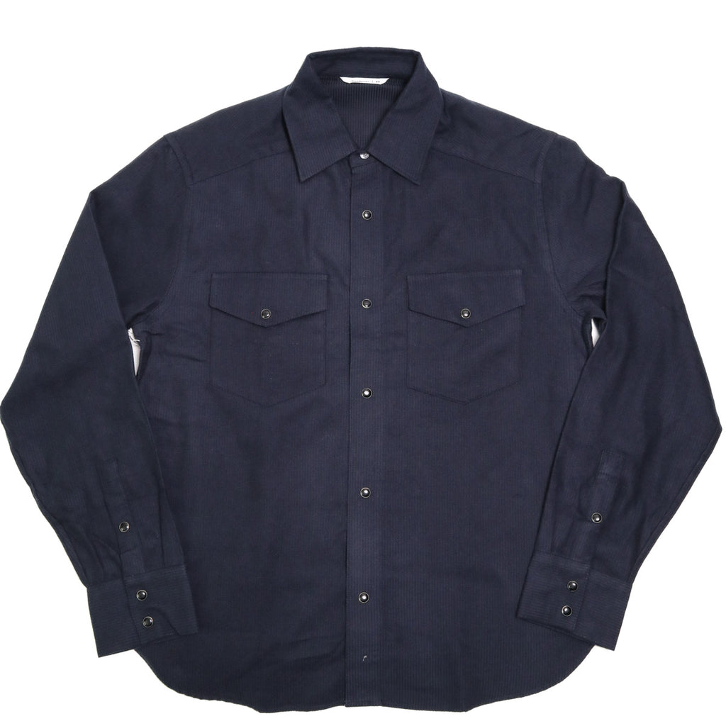 Snap Western Shirt Midnight Shadow Stripe — Brooklyn Clothing