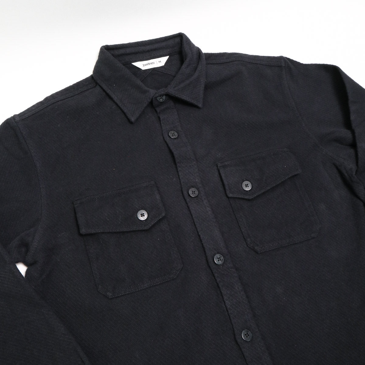 Crosscut Flannel Black Cotton Twill