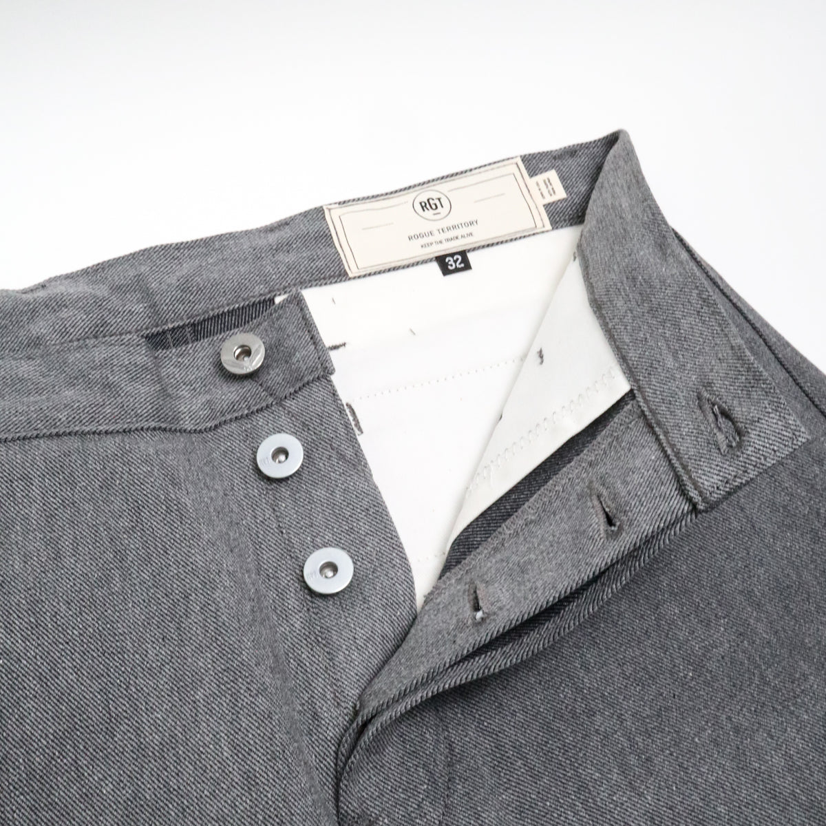 Officer High Trouser 12oz Heather Grey Selvedge Denim