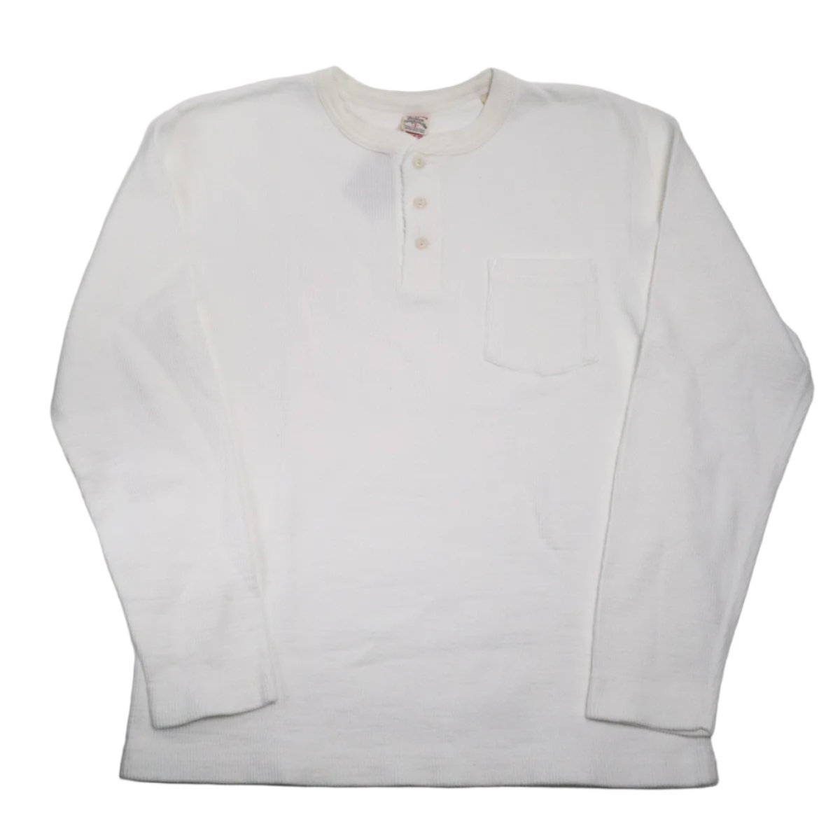 Single Rib Henley Neck Long Sleeve White