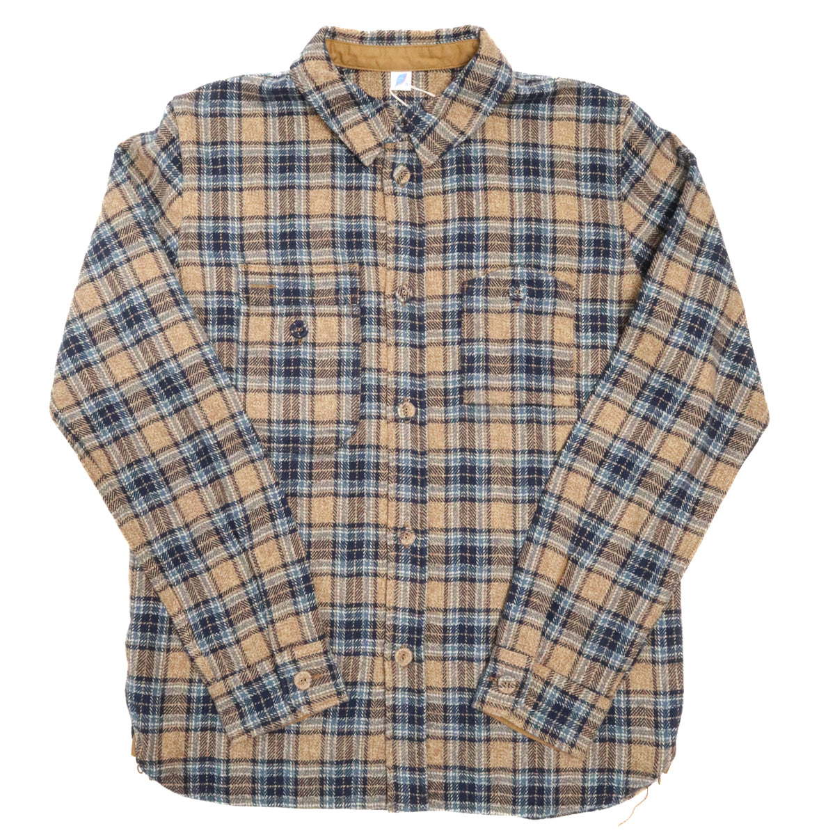 Cotton Tweed Check Double Pocket Shirt Beige