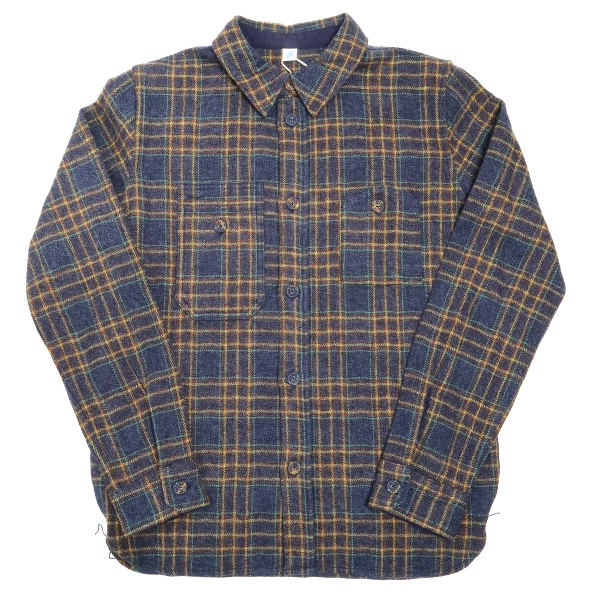 Cotton Tweed Check Double Pocket Shirt Navy