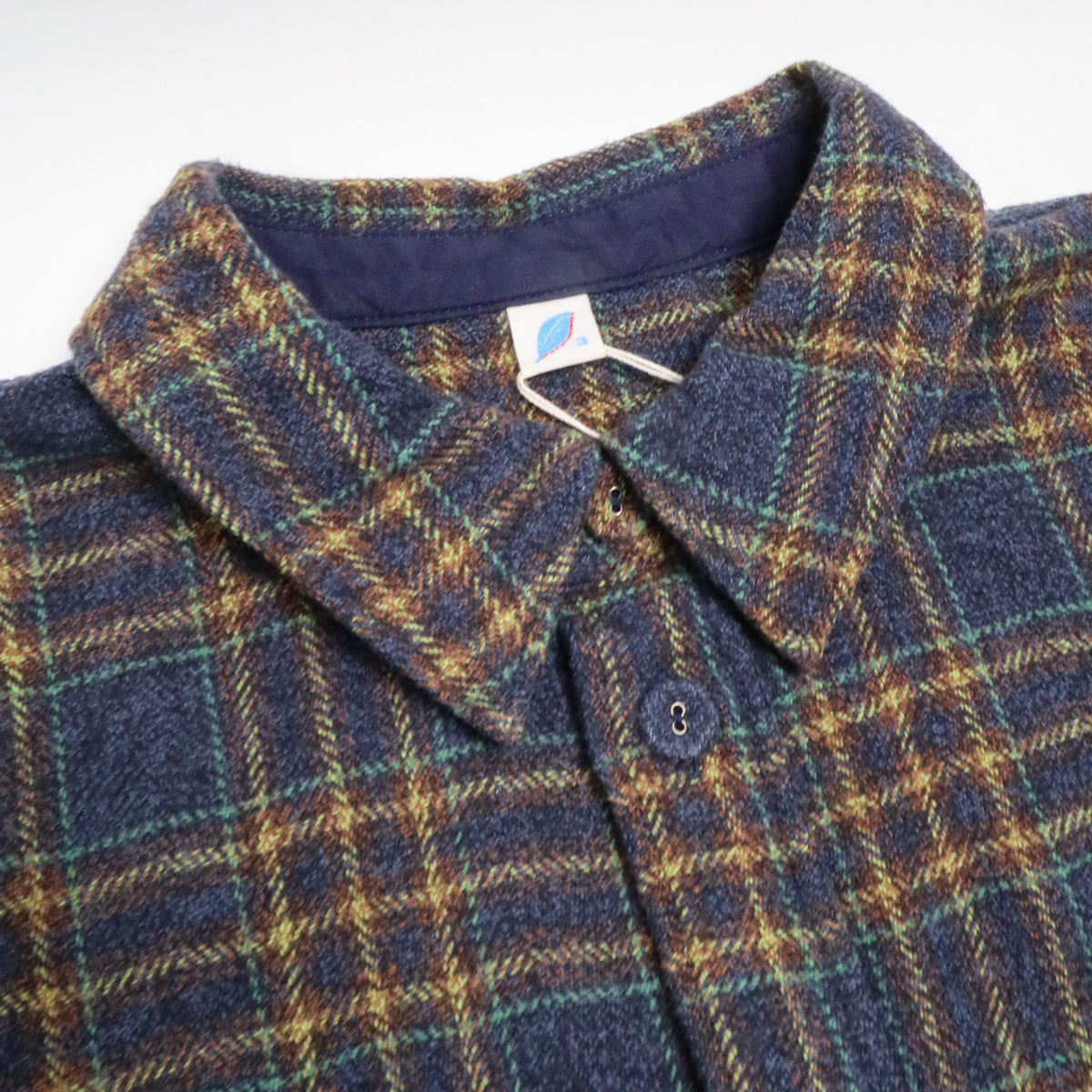 Cotton Tweed Check Double Pocket Shirt Navy