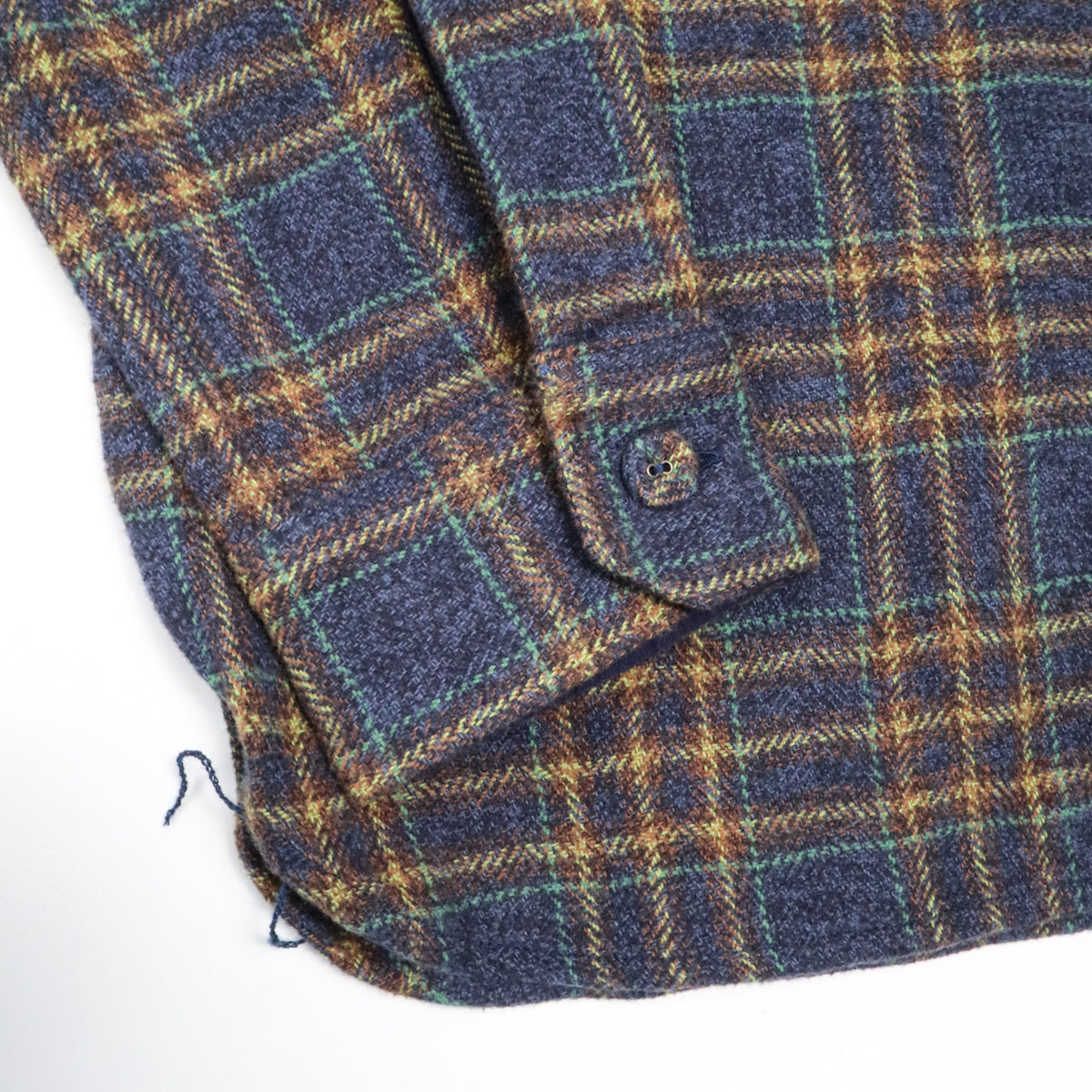 Cotton Tweed Check Double Pocket Shirt Navy