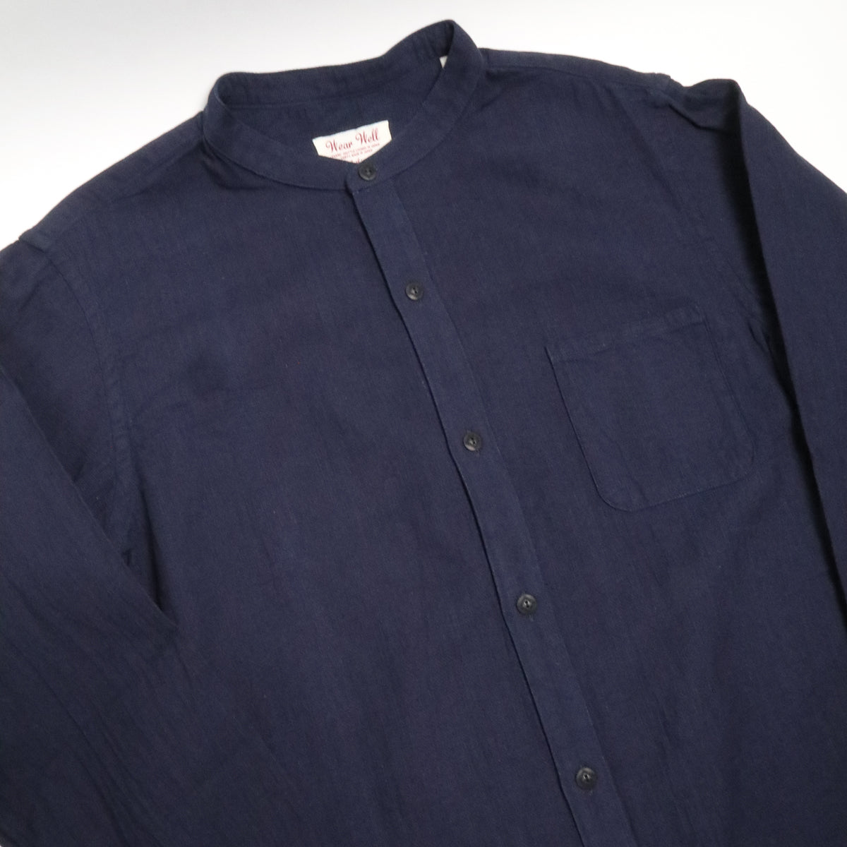 Band Collar Dobby Shirt Indigo