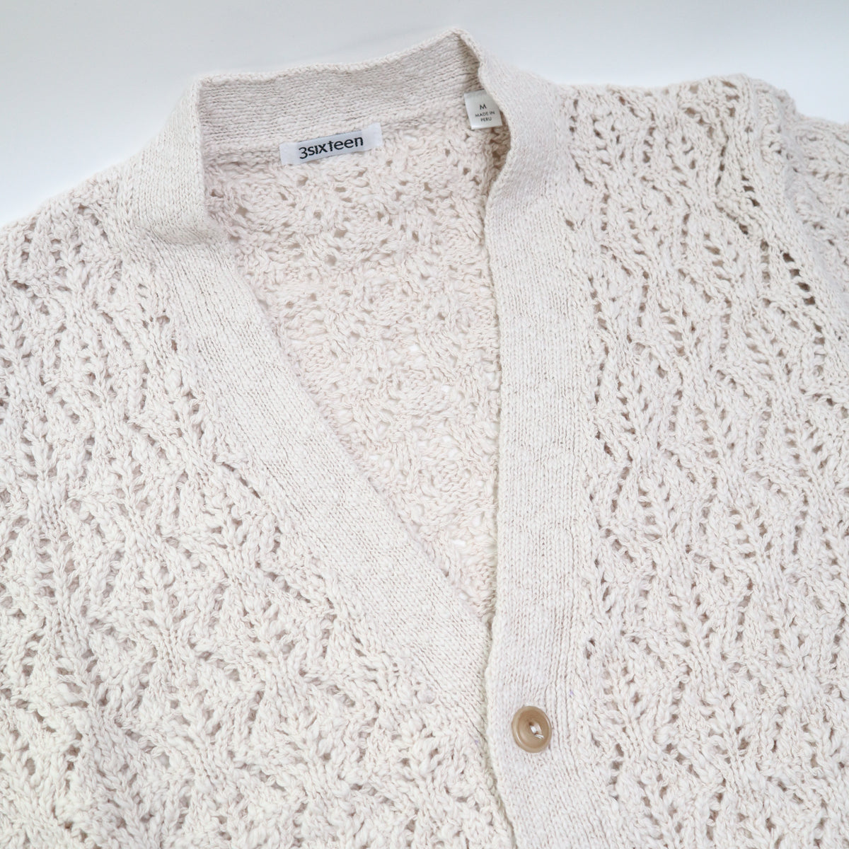 Classic Cardigan Ecru Flamme Lace Knit