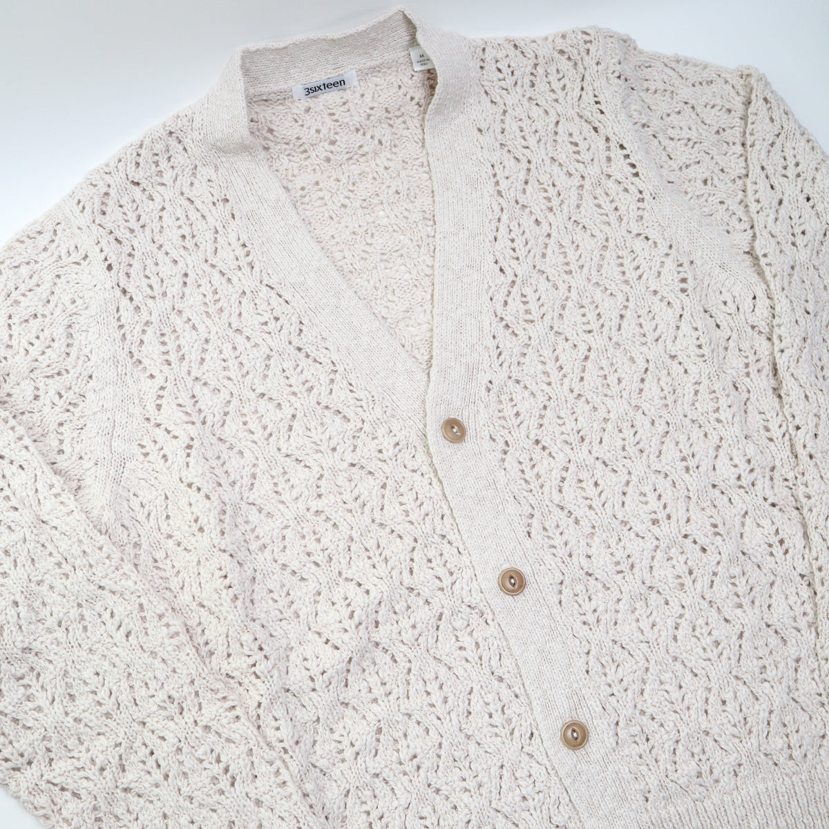 Classic Cardigan Ecru Flamme Lace Knit