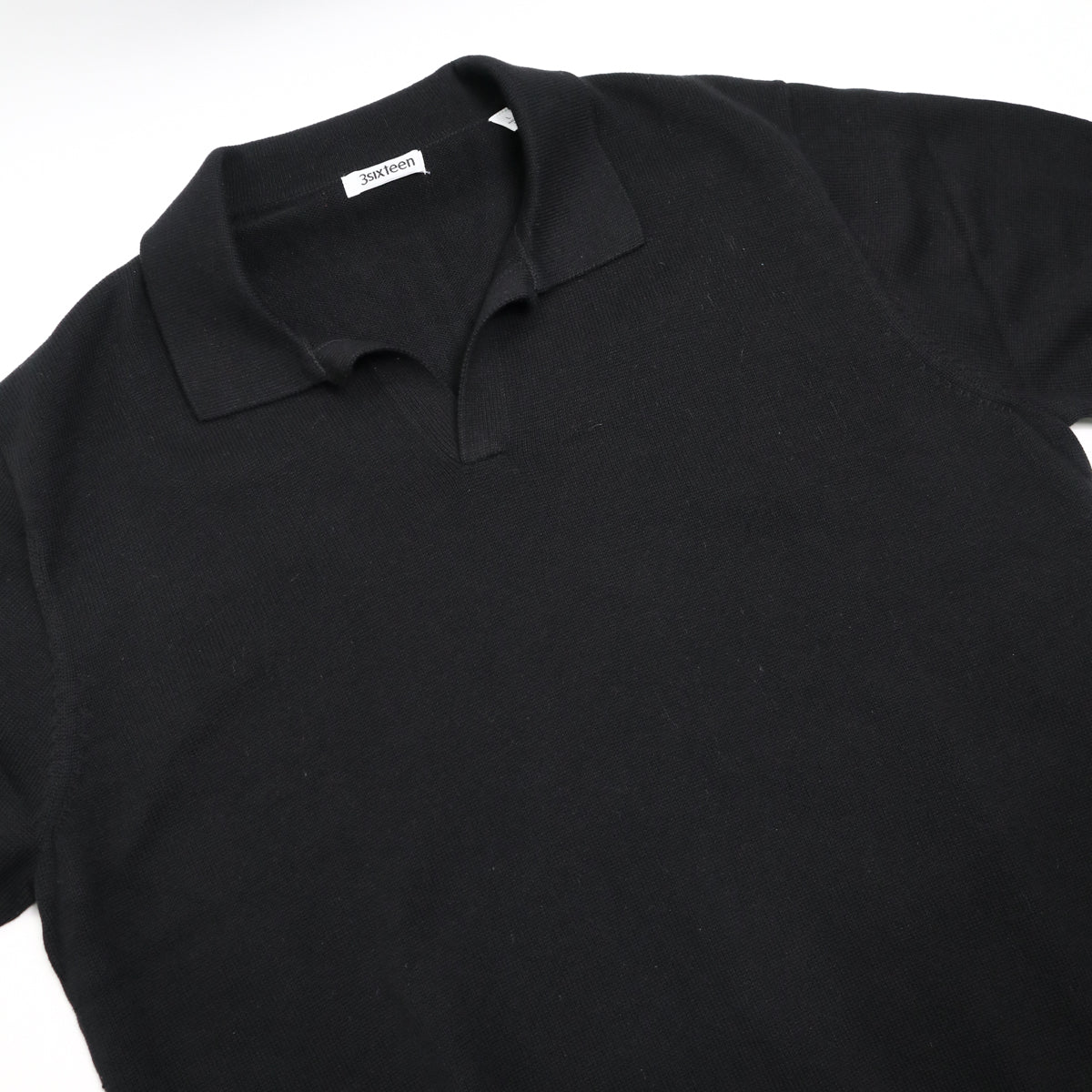 Knit Polo Black Pima Cotton