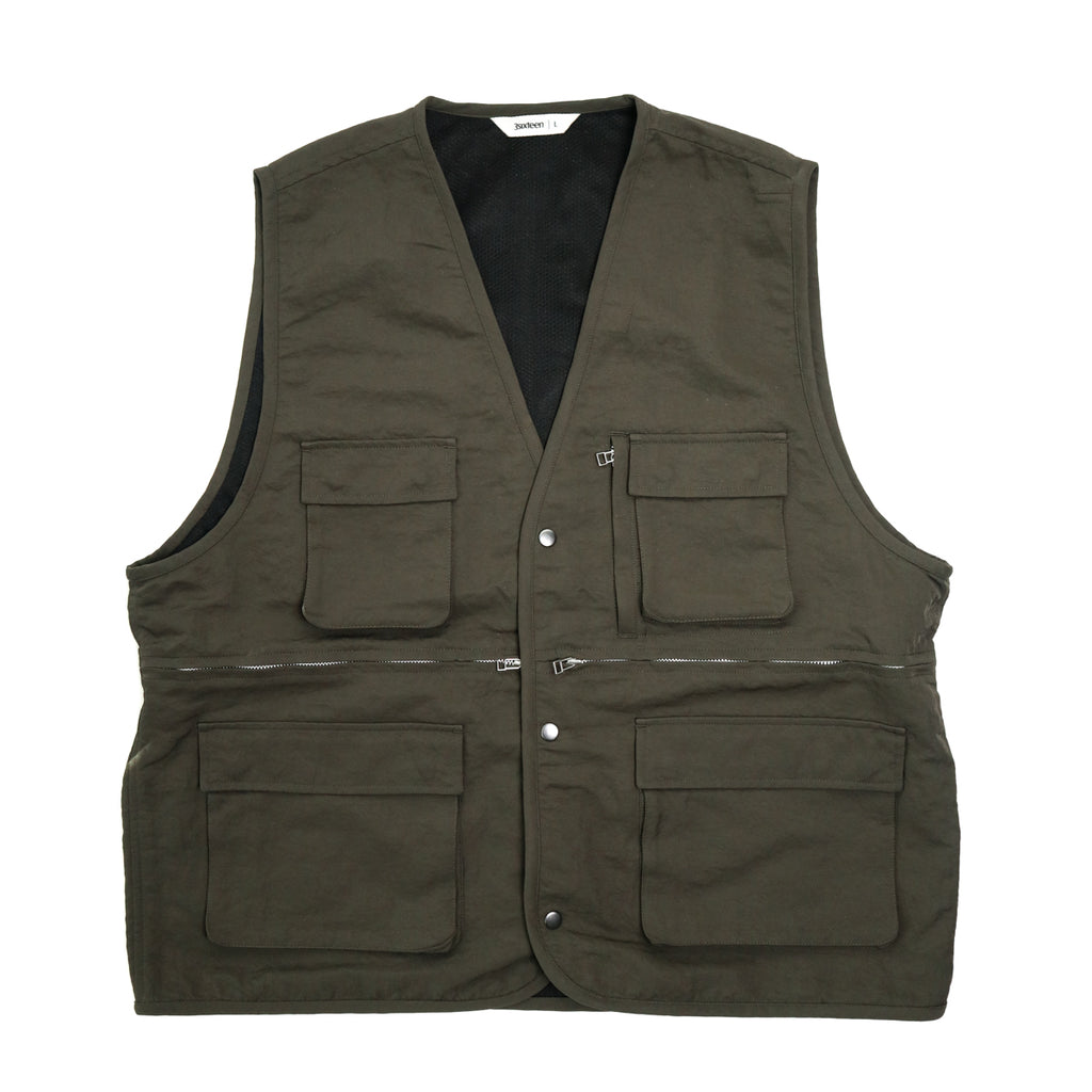 Field Vest Olive Wrinkle Nylon — Brooklyn Clothing