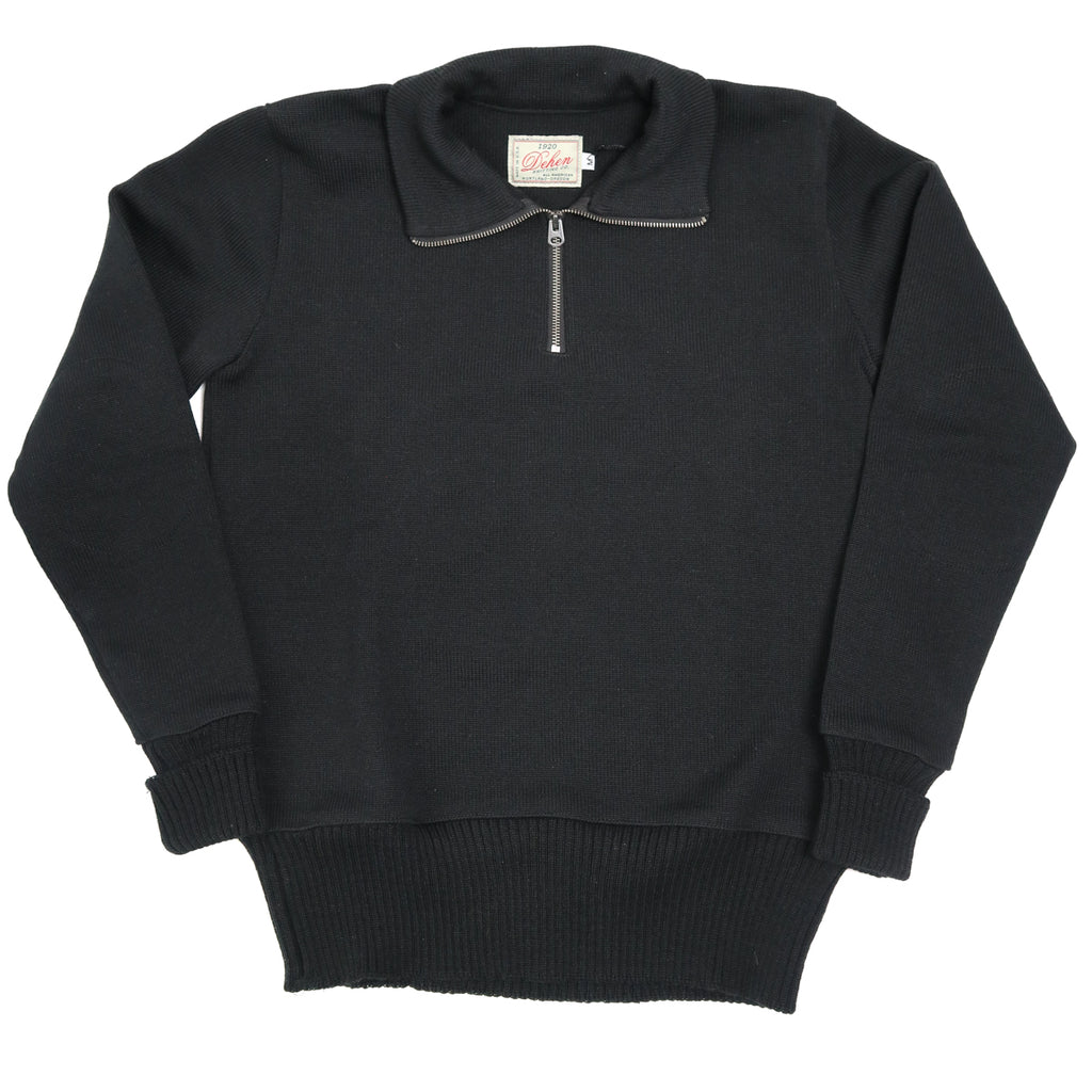 1/4 Zip Moto Sweater Black — Brooklyn Clothing