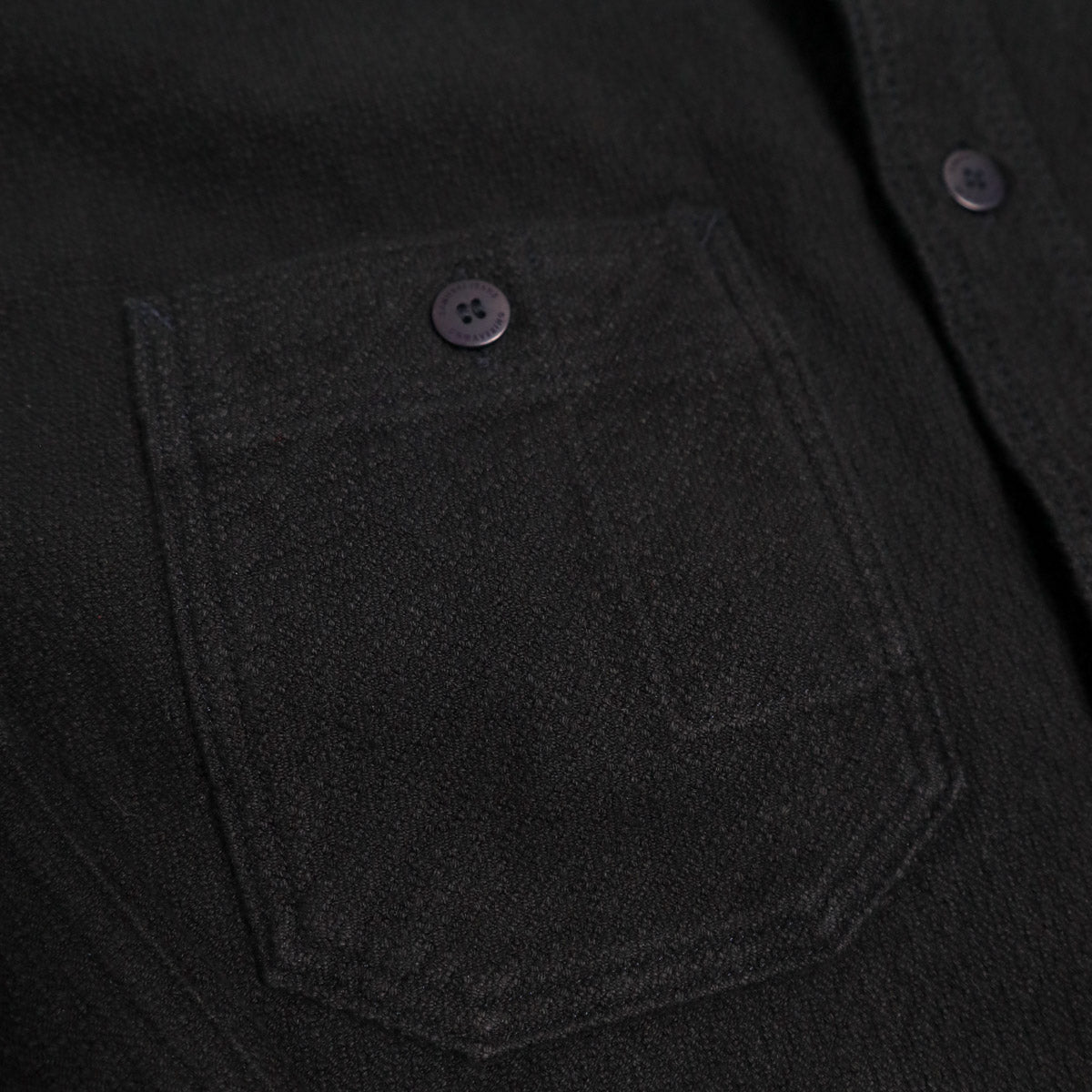 SSN24-01W Overdyed Sashiko Flannel Work Shirt Black