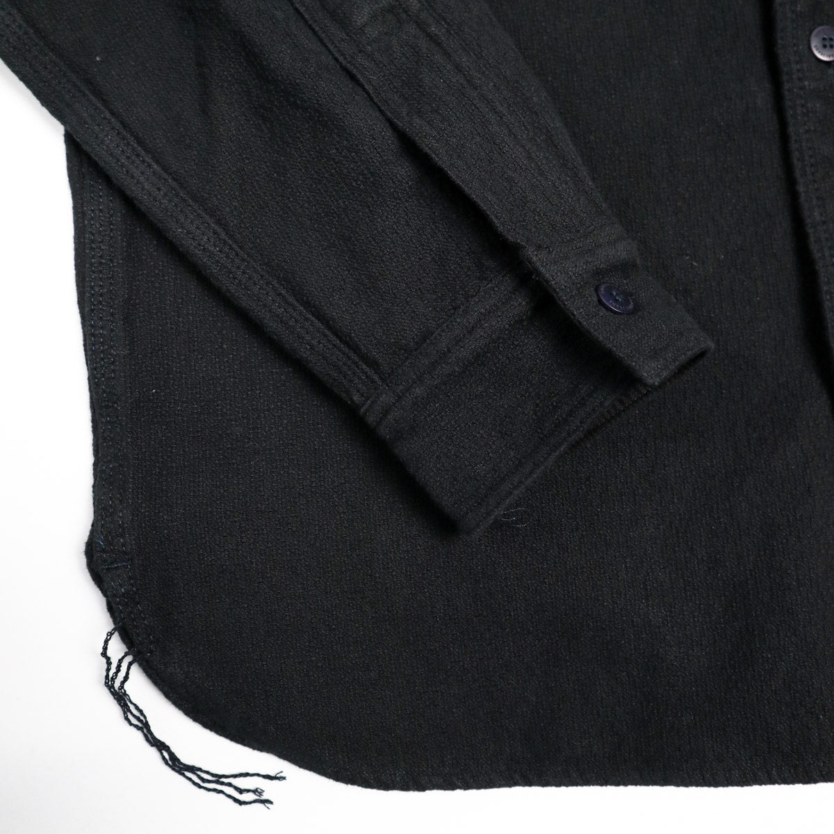 SSN24-01W Overdyed Sashiko Flannel Work Shirt Black
