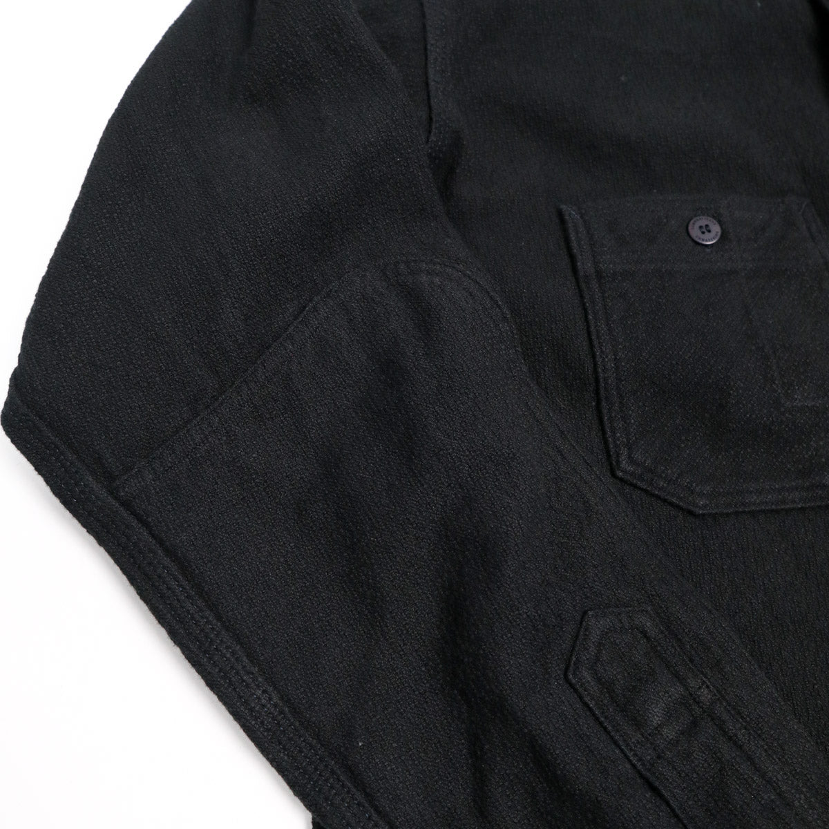 SSN24-01W Overdyed Sashiko Flannel Work Shirt Black