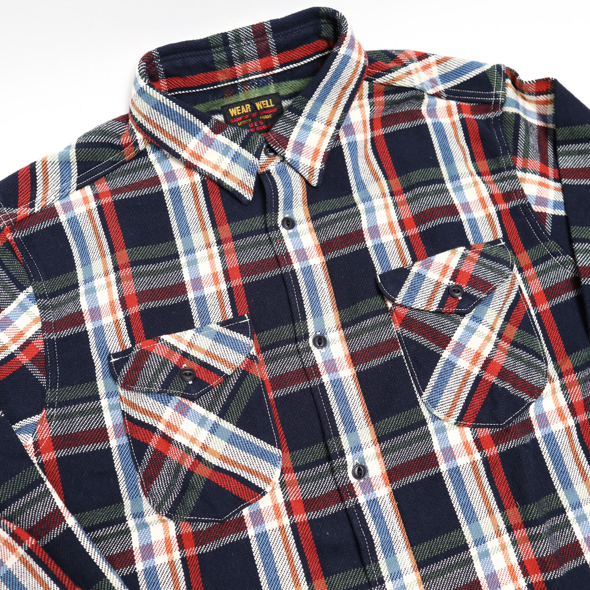 Heavy Flannel Shirt Navy/White