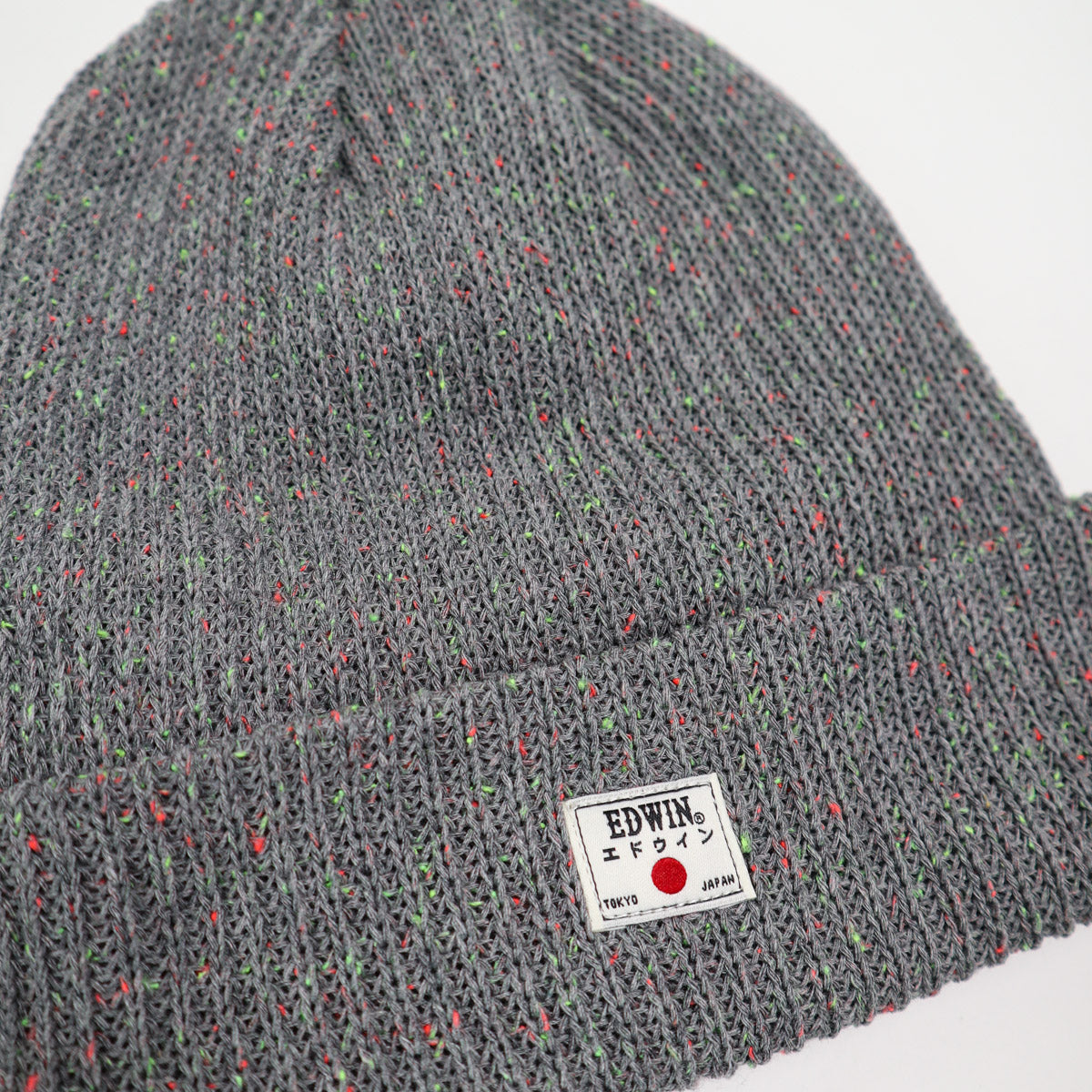 Edwin Shaker Cotton Knit Beanie Grey Neon