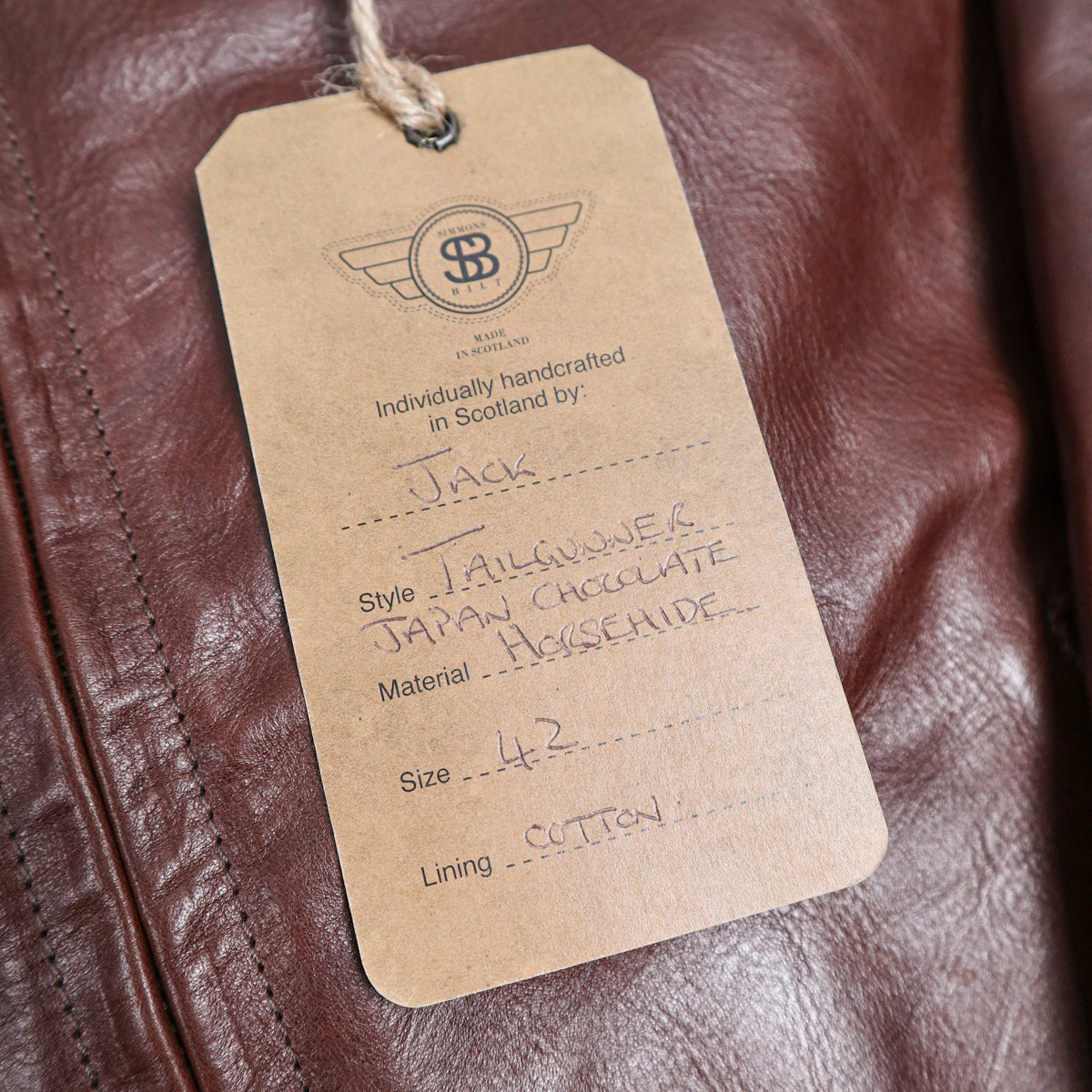 Brooklyn Clothing X Simmons Bilt Tail Gunner Japanese Horsehide Chocolate Brown