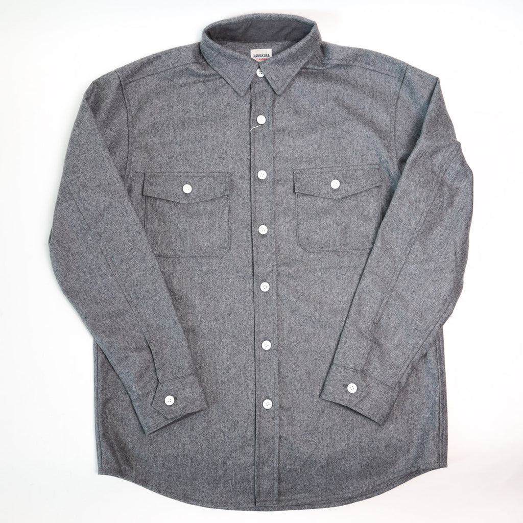 Wool Flannel CPO Shirt Grey — Brooklyn Clothing