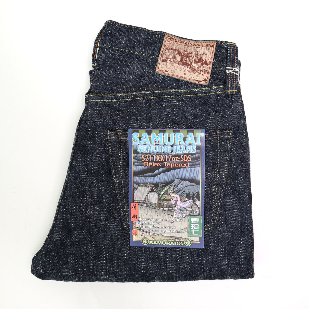 むー S211XX Murasame 17oz Slub Selvedge Denim Relaxed Taper Indigo