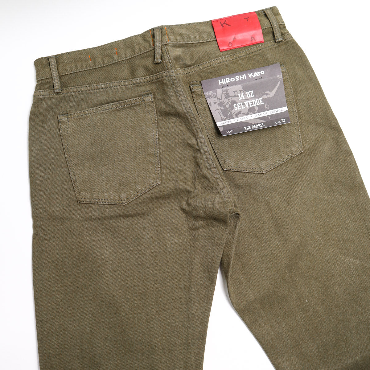 The Barrel Classic Straight 14oz Natural Slub Selvedge Military Green