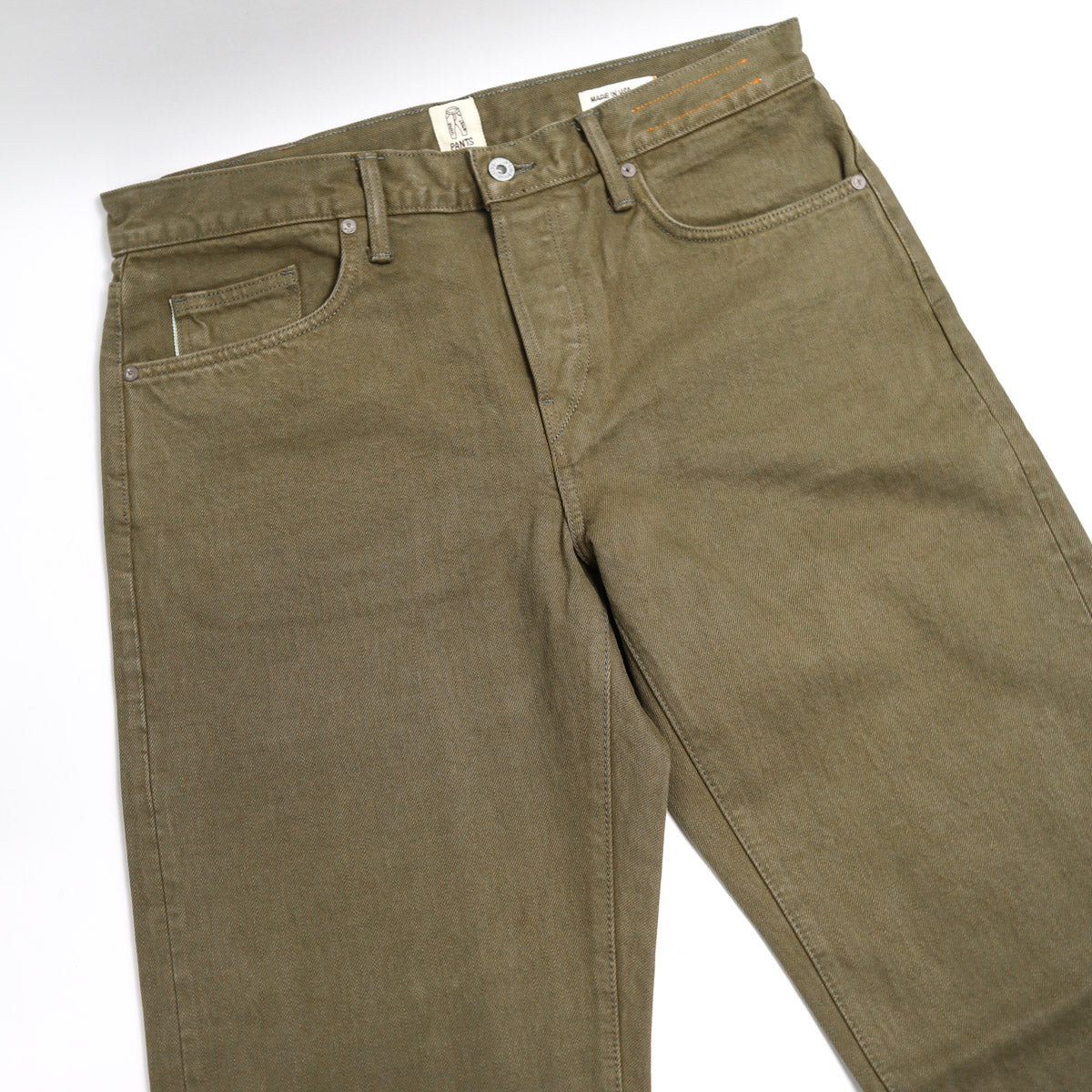 The Barrel Classic Straight 14oz Natural Slub Selvedge Military Green