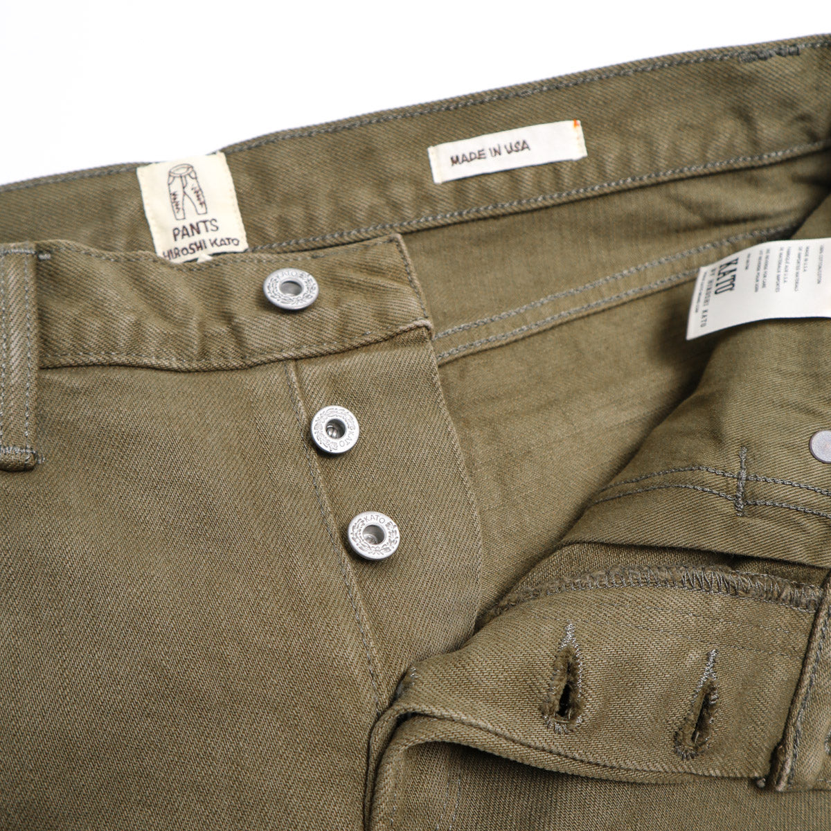 The Barrel Classic Straight 14oz Natural Slub Selvedge Military Green