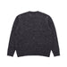 A dark charcoal gray knit sweater with subtle white flecks, shown from the back on a light gray background.