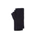 A pair of dark navy ribbed knit fingerless gloves with multicolor flecks, folded neatly on a clean white background.