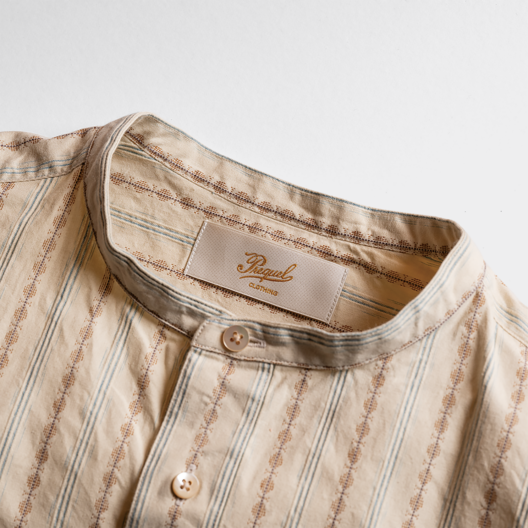 S1001 Stand-up Collar Shirt - Beige