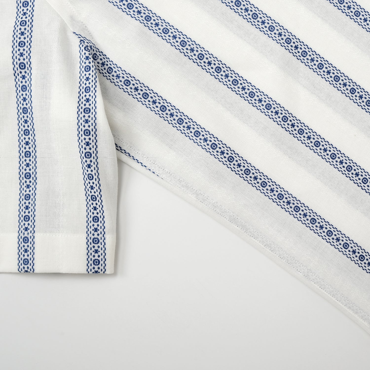 White/Blue Jacquard Stripe Short Sleeve