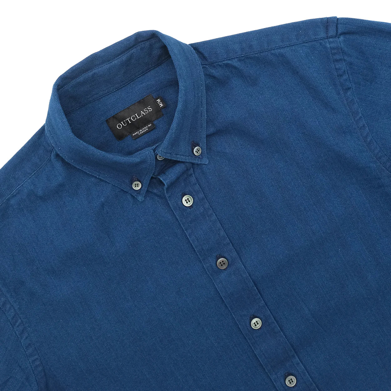 Indigo Herringbone Washed Long Sleeve Classic Shirt