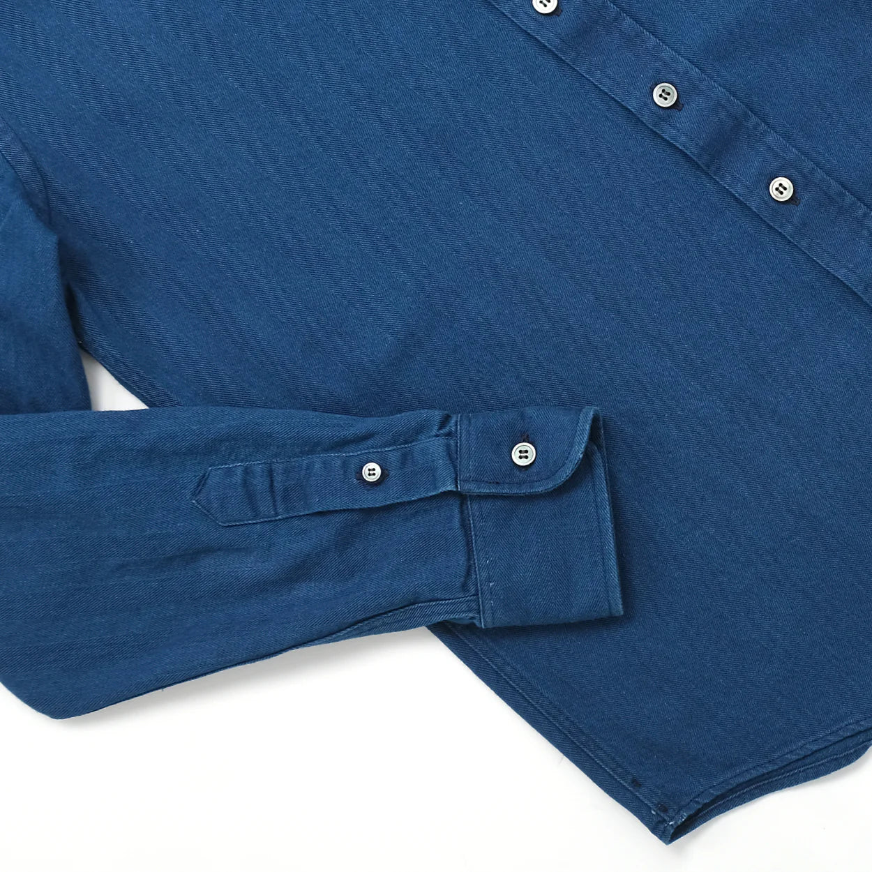 Indigo Herringbone Washed Long Sleeve Classic Shirt