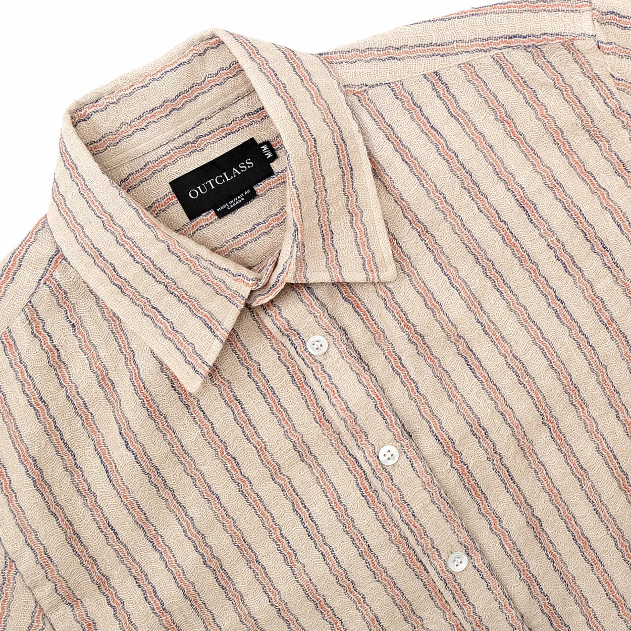 Linen Gauze Wiggly Stripe Short Sleeve Easy Shirt