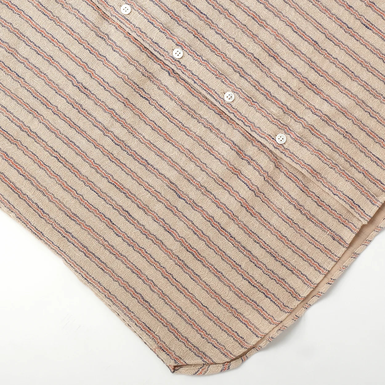 Linen Gauze Wiggly Stripe Short Sleeve Easy Shirt