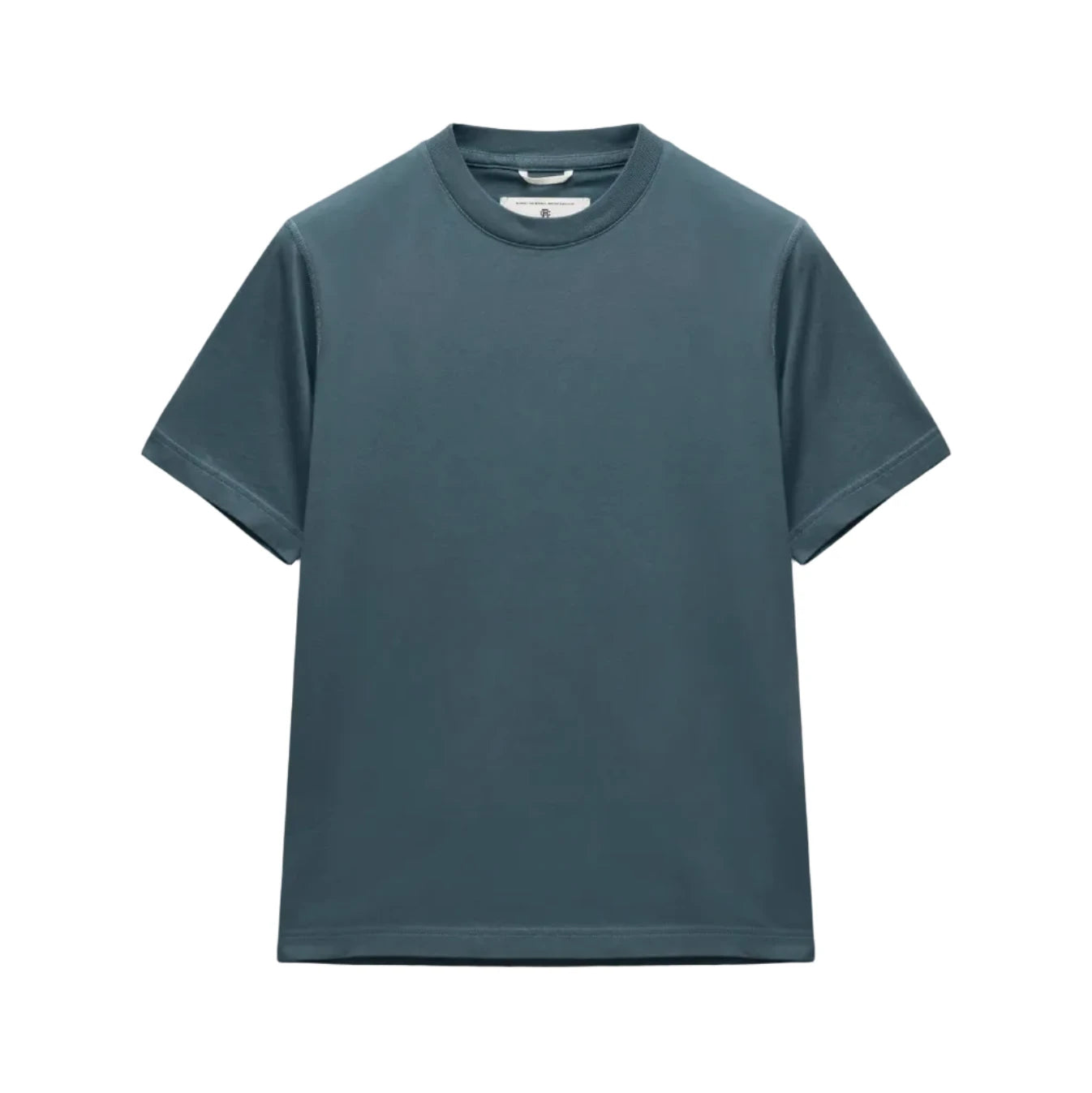 Plain blue t-shirt on a light gray background