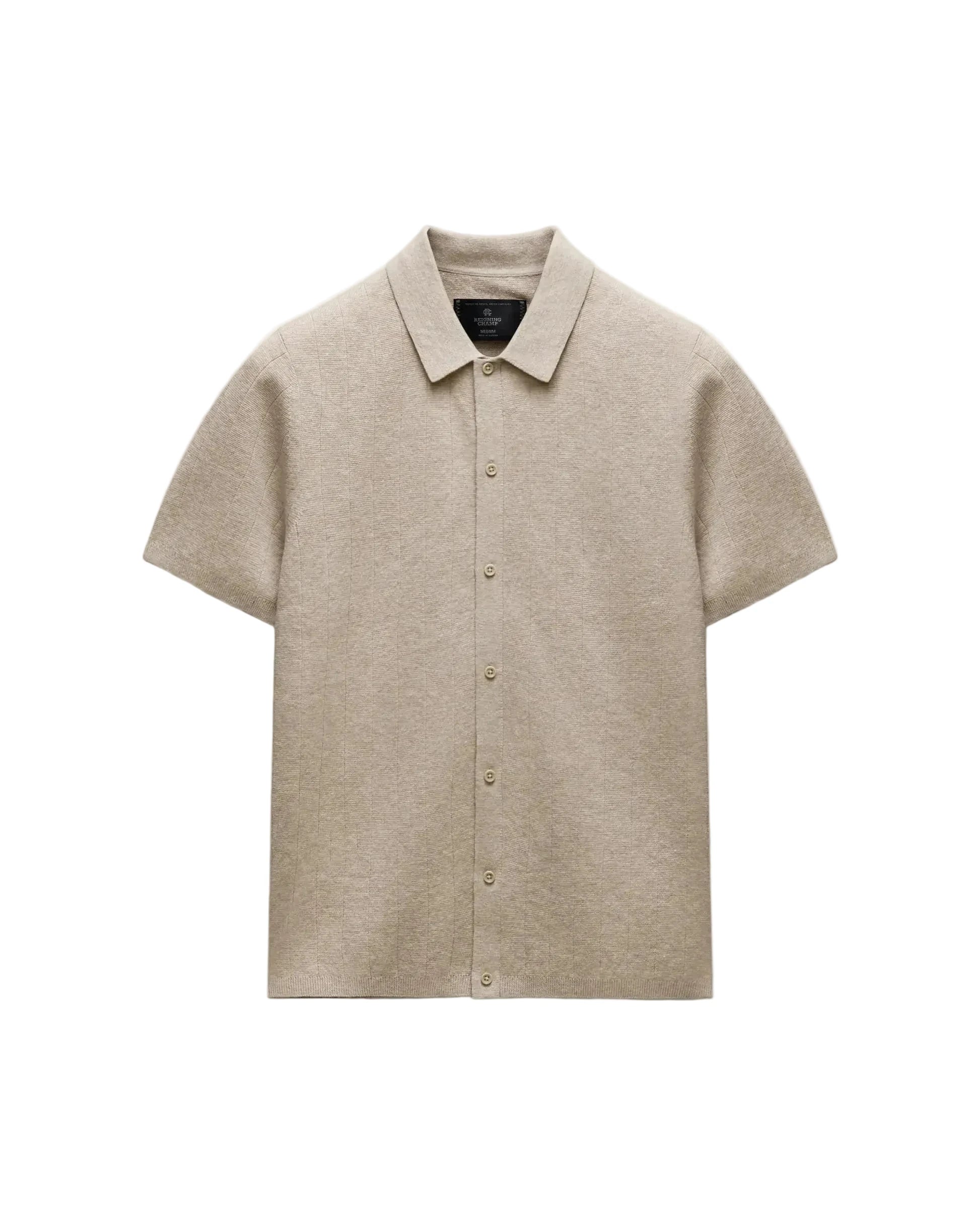 Cotton Linen Stripe Piazza Shirt - Heather Oatmeal